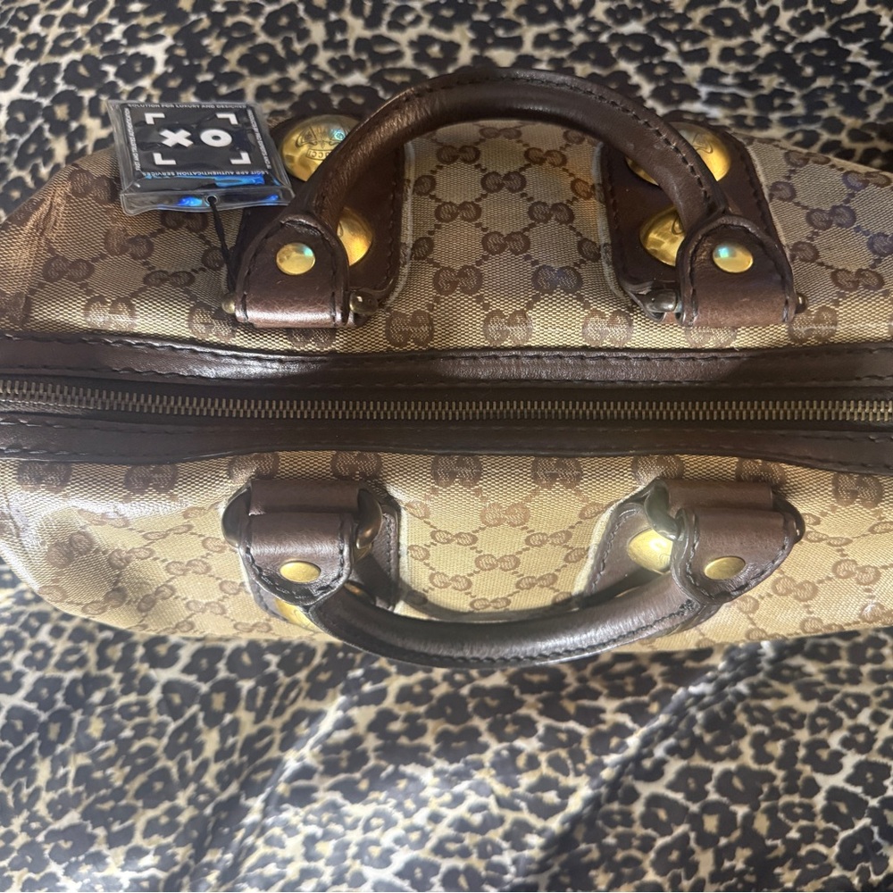 Gucci Tan and Brown Monogram Satchel - Picture 5 of 5